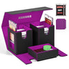 Kabinka Deck Box for MTG with Commander Display 3 in 1 Trading Card Storage Box Fit 200 Double-sleeved Cards Removable Deck Case for TCG/Sports Cards with 2 Magnetic Card Holders (Black Purple)