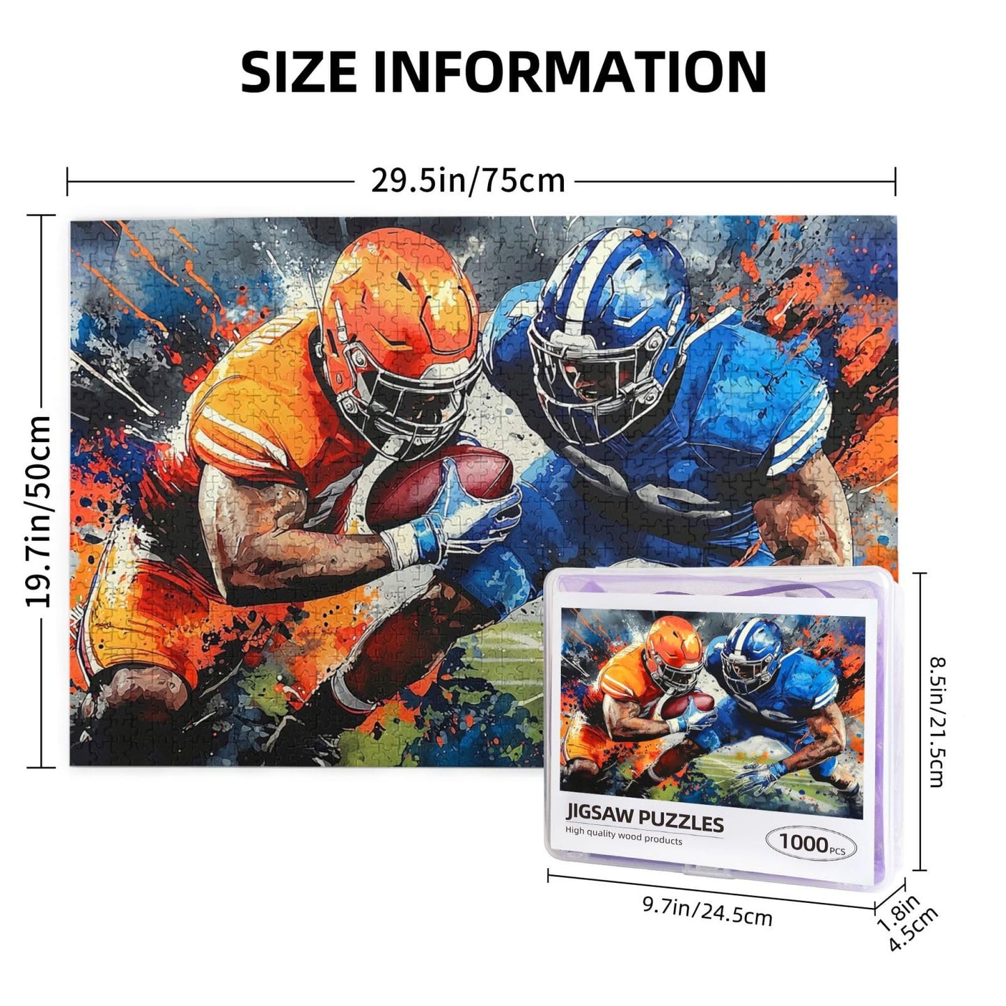 American Football Jigsaw Puzzle For Adults 1000 Pieces Colorful Sports Puzzles Football Player Wooden Puzzle For Living Room Fam