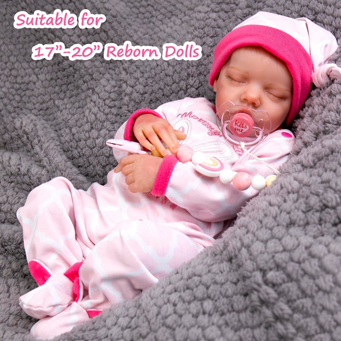 Aori Reborn Baby Dolls Clothes 20 Inch Pink Jumpsuit And Accessories For 17-20 Inch Reborn Doll Newborn Girl