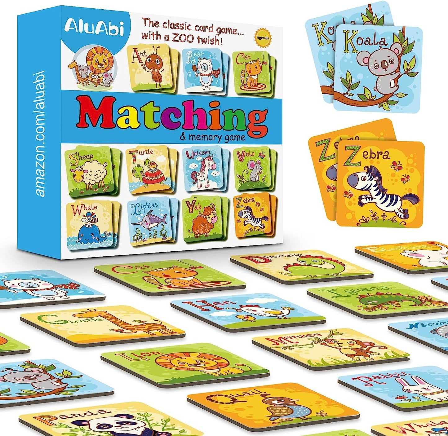Aluabi Animal Letter Memory Game Abc Learning For Toddlers, Fun Matching Game, Educational Toys For Kids, Preschool Learning Toys And Alphabet Flash Cards For Boys & Girls Age 4 To 8