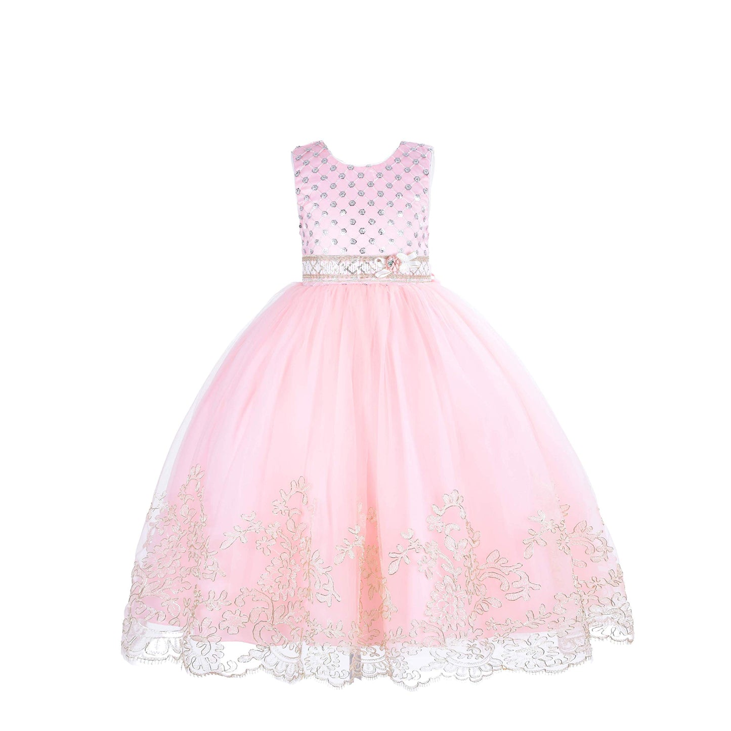 Cosplay Life Floral Dress For Girls And Young Adults Fashion Flower Waistline Kids Party Festival Dress Ages 4-12 Years Old (Pink, 6Yrs)