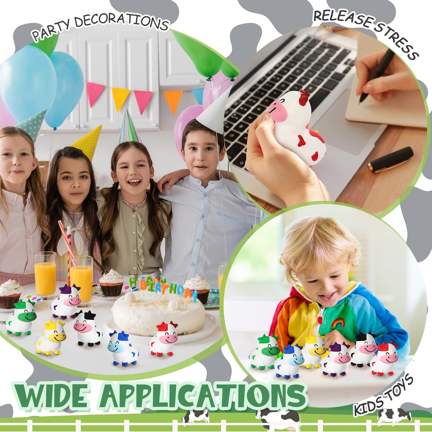 Wettarn 24 Pcs Cows Party Favors Cows Foam Stress Toy Fidget Toy Bulk Cute Farm Animal Party Favors Gift Supplies For Classroom