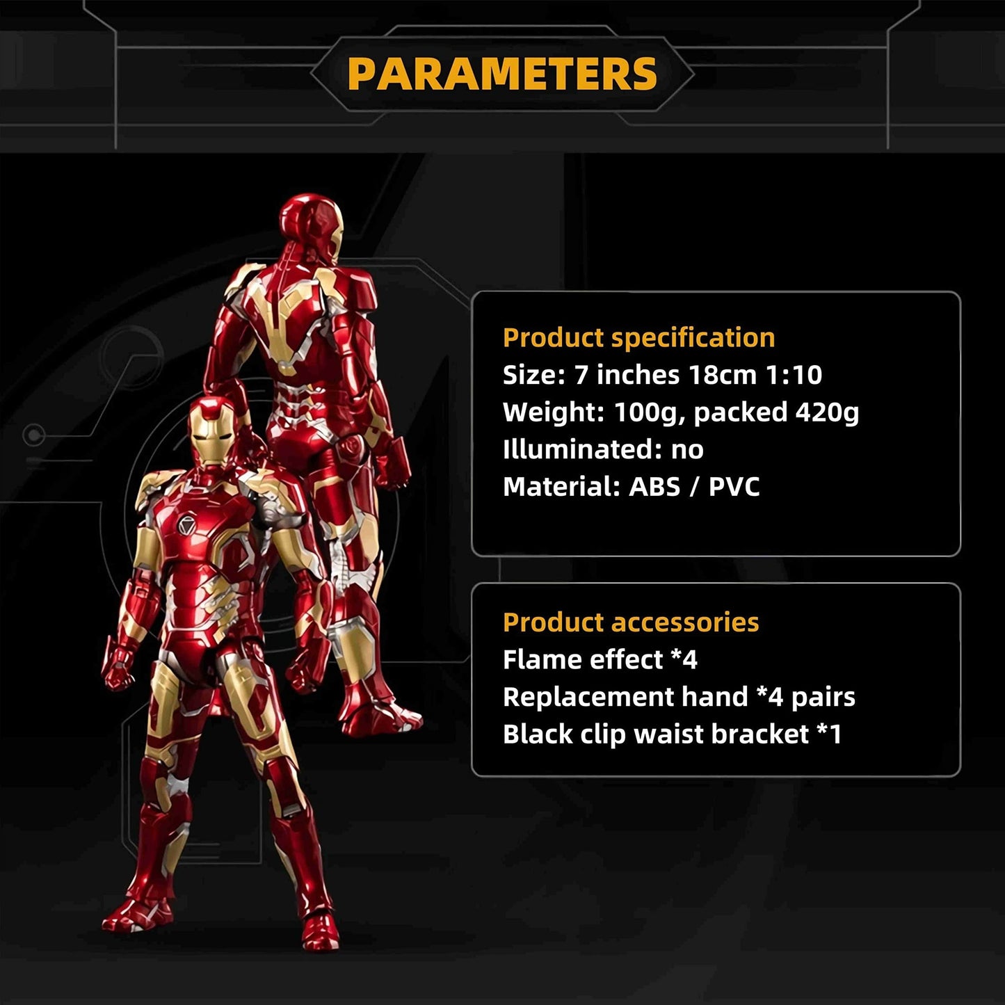 Lonullymege Ironman Mk43 Action Figure-2022 New Released 7 Inch Deluxe Painting Exquisite Collection Movable Model Gift (Mk Xliii)