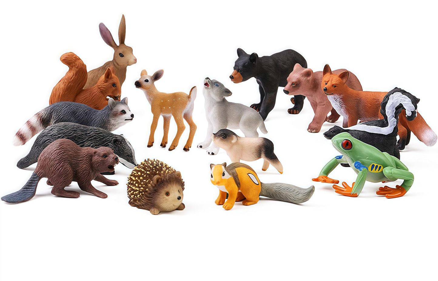 Gemini&Genius 16Pcs Woodland Animal Baby Toys, Soild Plastic Forest Animals Educational Toy Figures, Cake Toppers Cupcake Toppers And Gifts For Kids