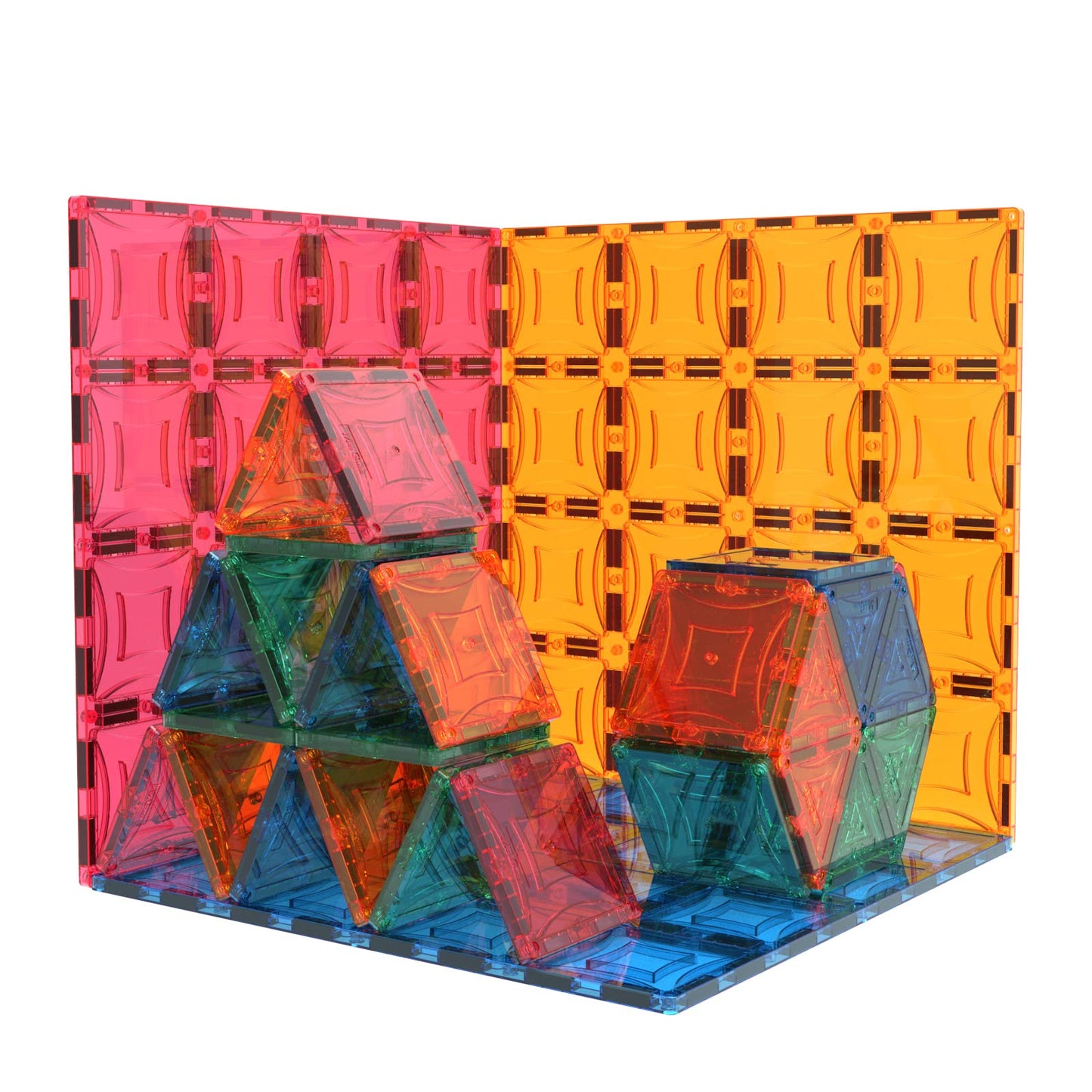 Mag-Genius Magnet Tiles Super Big Magnet Toy Building Toy Board Size of 16 Magnet Tiles 3 Stabilizer 12'' X 12'' Magnet Plates C