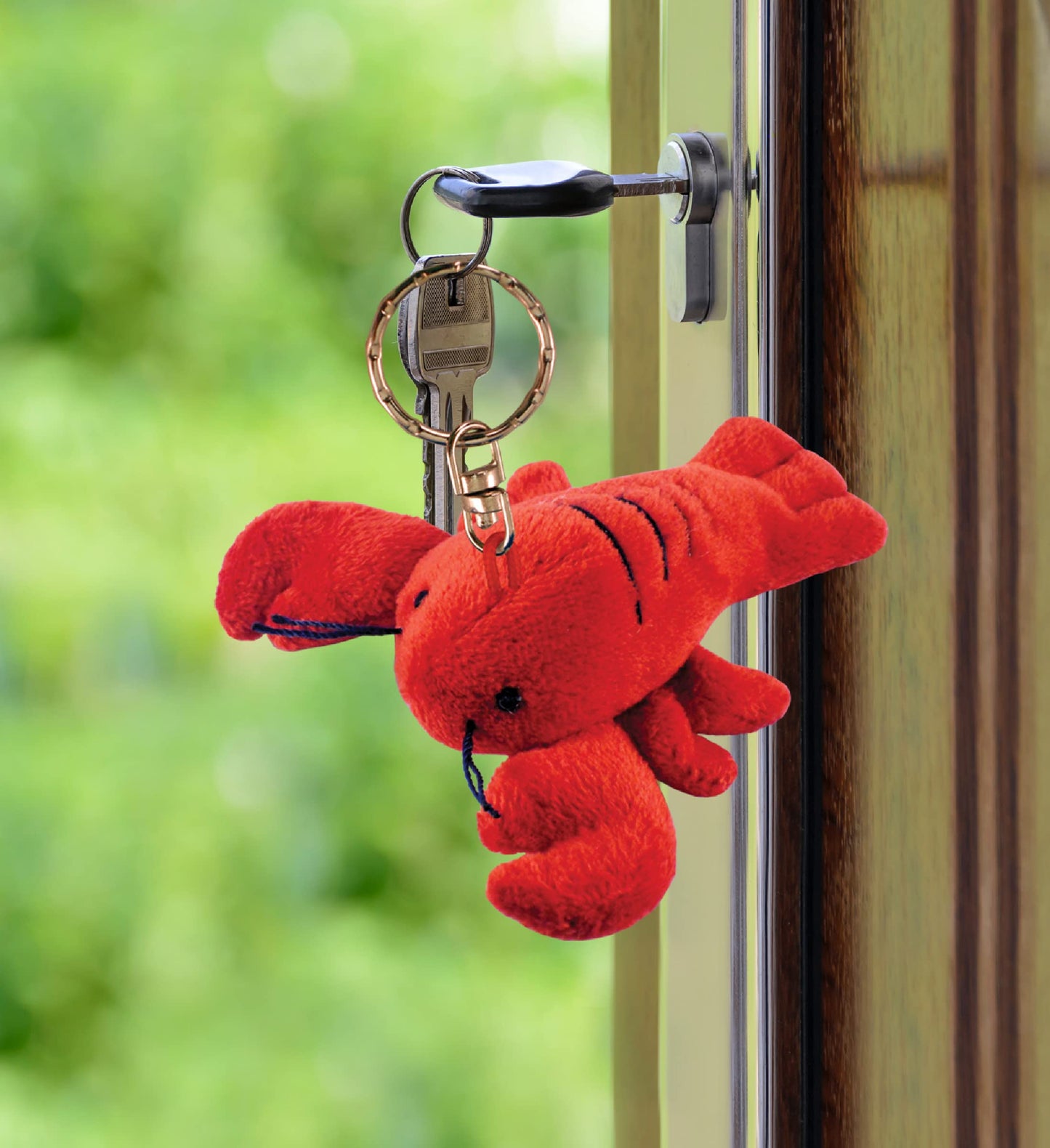 Puzzled Red Lobster Plush Keychain Stuffed Animal - Super Soft Ocean Animal Lobster Stuffed Toy Keychain, Plush Lobster Toy Keychain For Backpacks, Purse, Car Keys With Metal Key Ring - 4 Inches