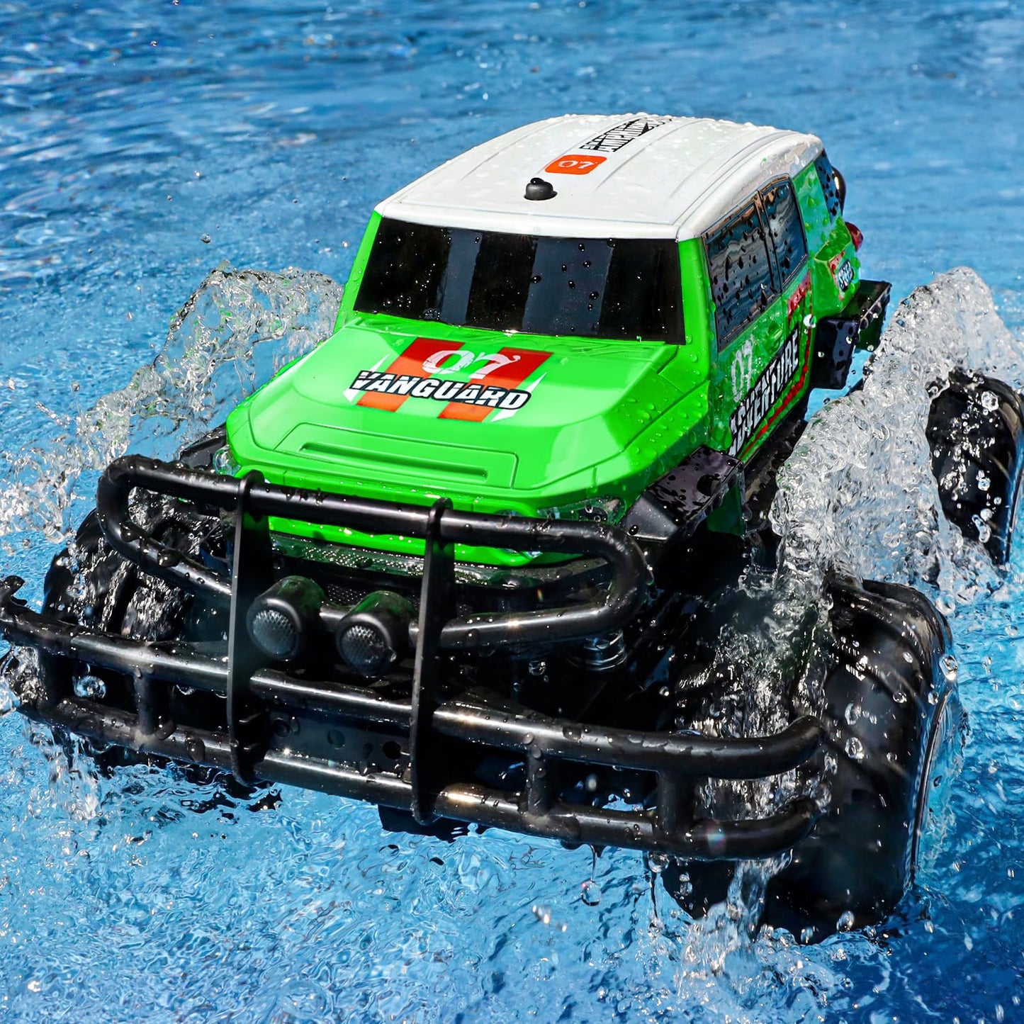 Ruko 1601AMP2 Amphibious Remote Control Car, 1:10 RC Car Toys for Boys, IPX6 Waterproof Monster Truck with Lights for All Terrai
