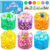 6 Pack Jelly Cube Crunchy Slime Kit, With Yellow, Pink, Purple, Green & Blue Clear Crunchy Slime, Super Soft Sludge Toy With Cut