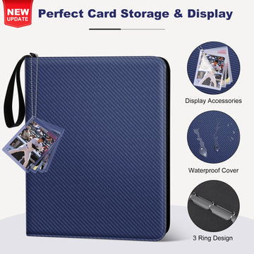 Mlikero Trading Card Binder, 9 Pocket Card Binder With Card Display, 720 Double Sided Pocket Sports Card Binder, Premium Card Bi