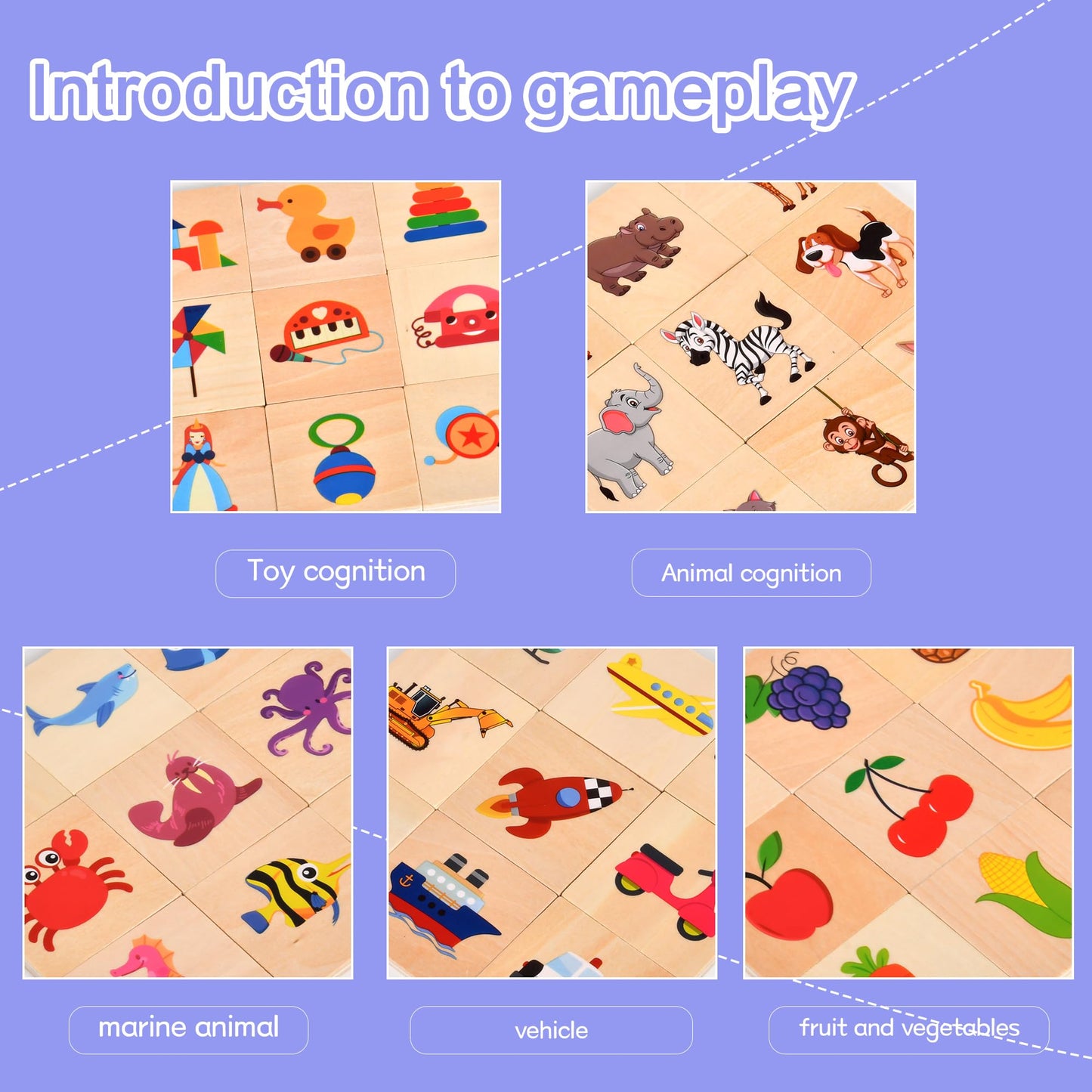 Wnwl Wooden Shape Matching Games, Shadow Matching Puzzle Games Montessori Wooden Sorting And Stacking Toys, Children'S Image Pla