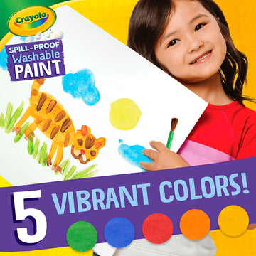 Crayola Spill Proof Paint Set, Washable Paint For Kids, Ages 3, 4, 5, 6