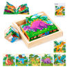 Wooden Dinosaur Block Puzzles For Kids Ages 3-5 With Baby Book, Jigsaw Puzzles Preschool Educational Interactive Toys Gift For Boys Girls, Wood Dino Cube Puzzles For Toddlers 2 3 4 5 6 Years Old