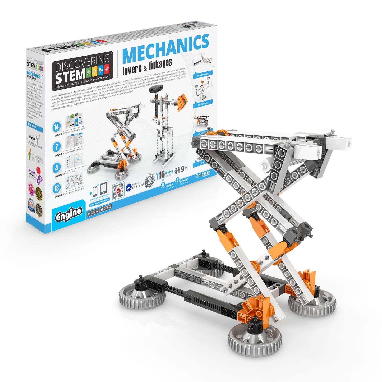 Engino- Stem Toys, 16 Models In 1 Stem, Mechanics Levers & Linkages, Construction Toys For Kids 9+, Fun Educational Toys, Gift F