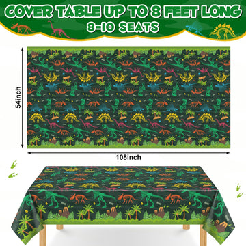 NatNarr 3 Pack Dinosaur Plastic Tablecloth, 54 X 108Inch Disposable Dinosaur Party Table Cloth for Rectangle Tables Waterproof T
