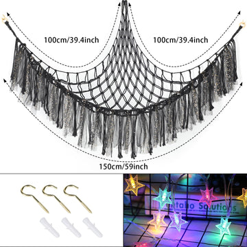 Yelienm Stuffed Animals Net Or Hammock With Led Light, 59 Inch Toy Hammock Net For Stuffed Animals Corner Hanging Stuffed Animal