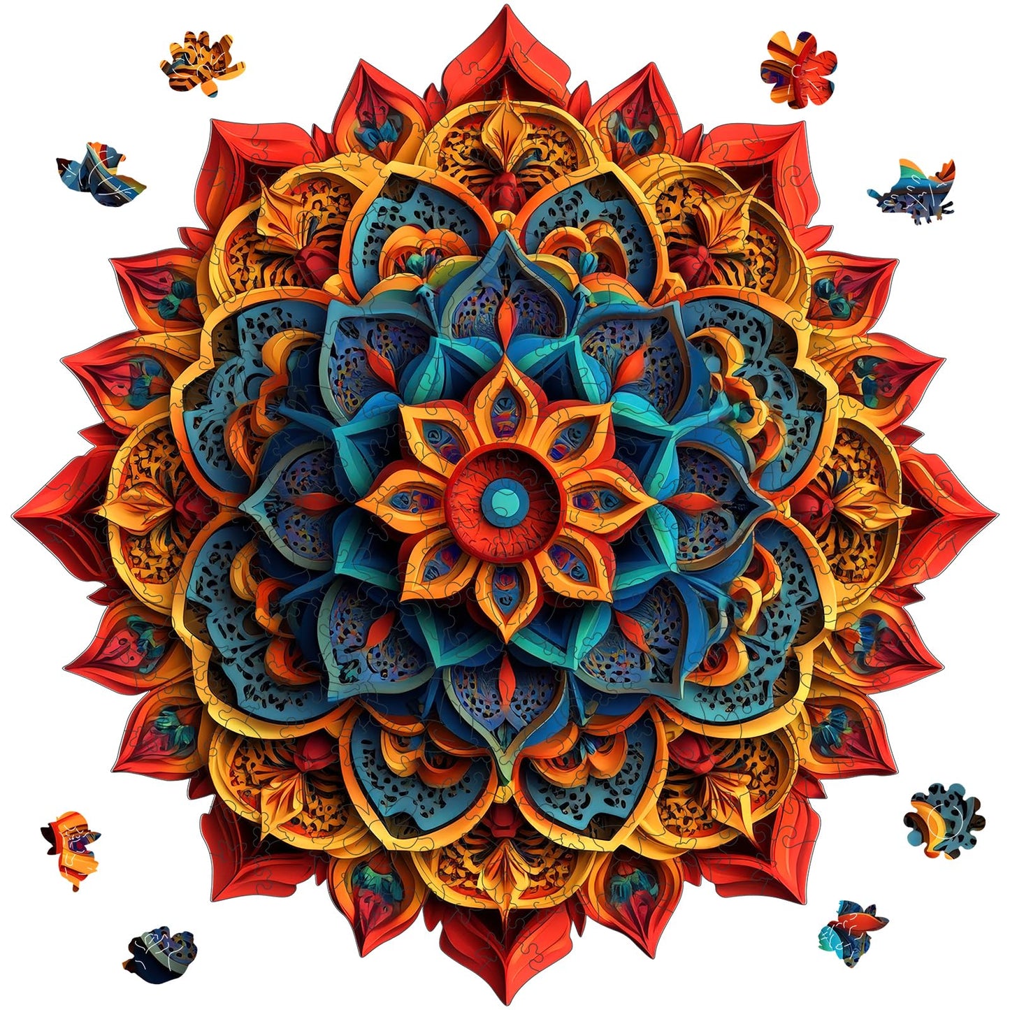 Ruikiyart Mandala Wooden Puzzles for Adults, 5MM 200 Pieces Wood Jigsaw Puzzle, Mandala Flower Unique Shaped Holiday Thansgiving