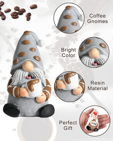 Istatue Coffee Gnomes - Set Of 2 Resin 4-Inch Swedish Collectible Figurines Couple And Coffee Bar Accessories For Counter Valentine Decor (Coffee Gnomes)