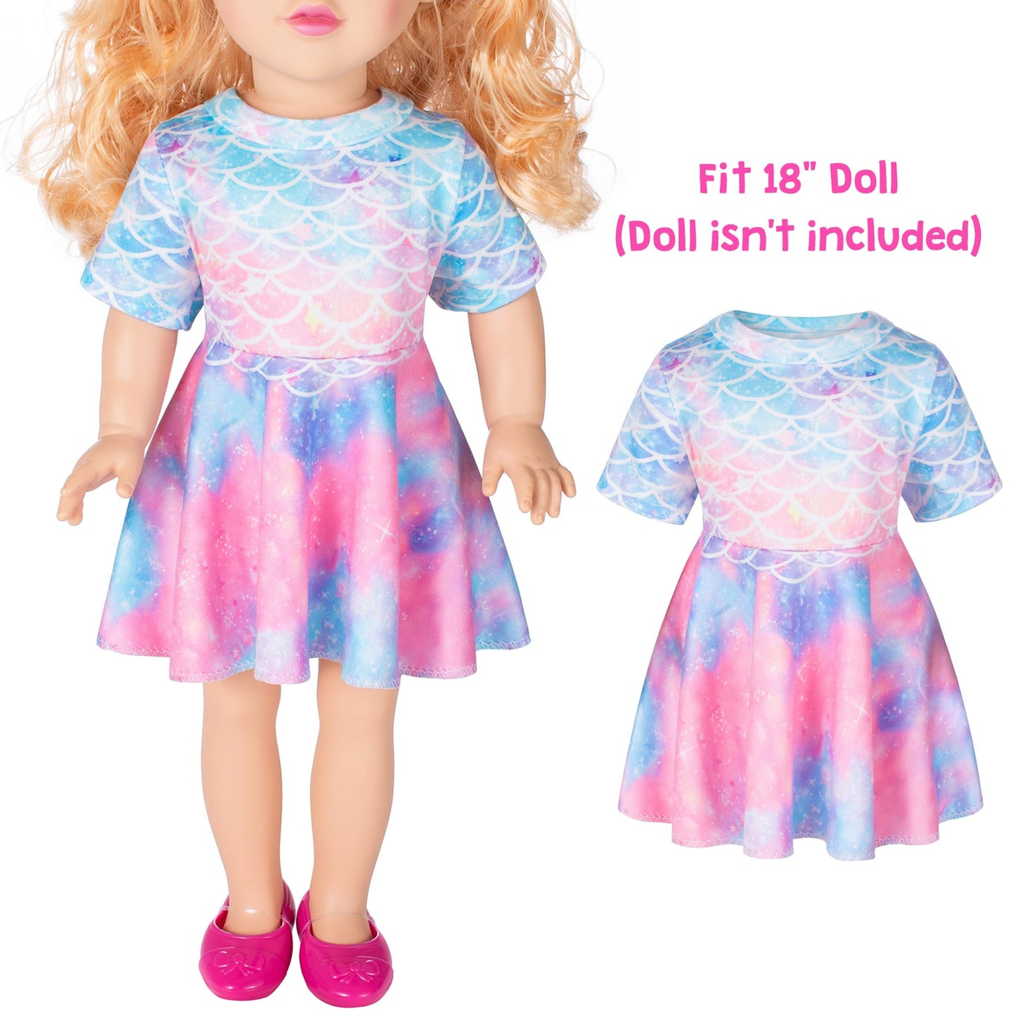 Doll And Girl Matching Nightdress Mermaid Dress Nightgowns Costume For Girl And 18'' American Girl Doll Clothes(3-140)
