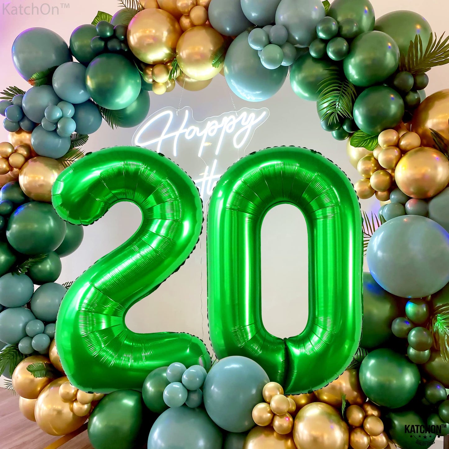 Katchon, Dark Green 20 Balloons Number - 40 Inch | Green Number 20 Balloon For 20Th Birthday Decorations For Men Green | 20Th Birthday Balloons For 20Th Birthday Decorations | 20 Balloon Number Green