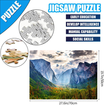 Jigsaw Puzzles For Adults, 2 Pack 1000 Pieces, Nature Landscape Mountain Scene National Park Challenging Puzzle Perfect For Family Activity Game Nights Gifts(Yosemite National Park & Colorful Rock)