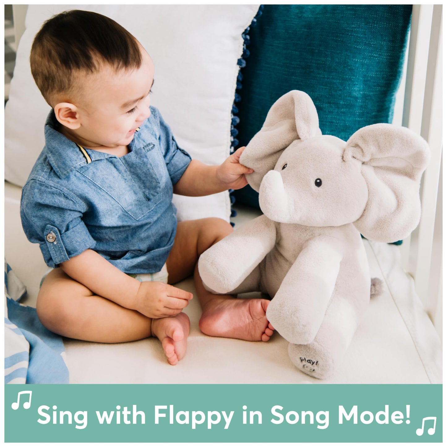 Baby Gund Animated Flappy The Elephant Plush, Singing Stuffed Animal Baby Toy For Ages 0 And Up, Gray, 12''