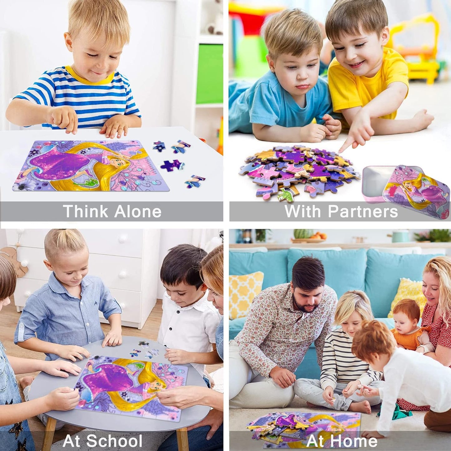 Lelemon Puzzles For Kids Ages 4-8, 60 Piece Puzzles For Kids Ages 3-5,Cool Jigsaw Puzzles Kids Puzzles In A Metal Box,Educational Learning Puzzle Games Puzzle Toys Gifts For Girls And Boys