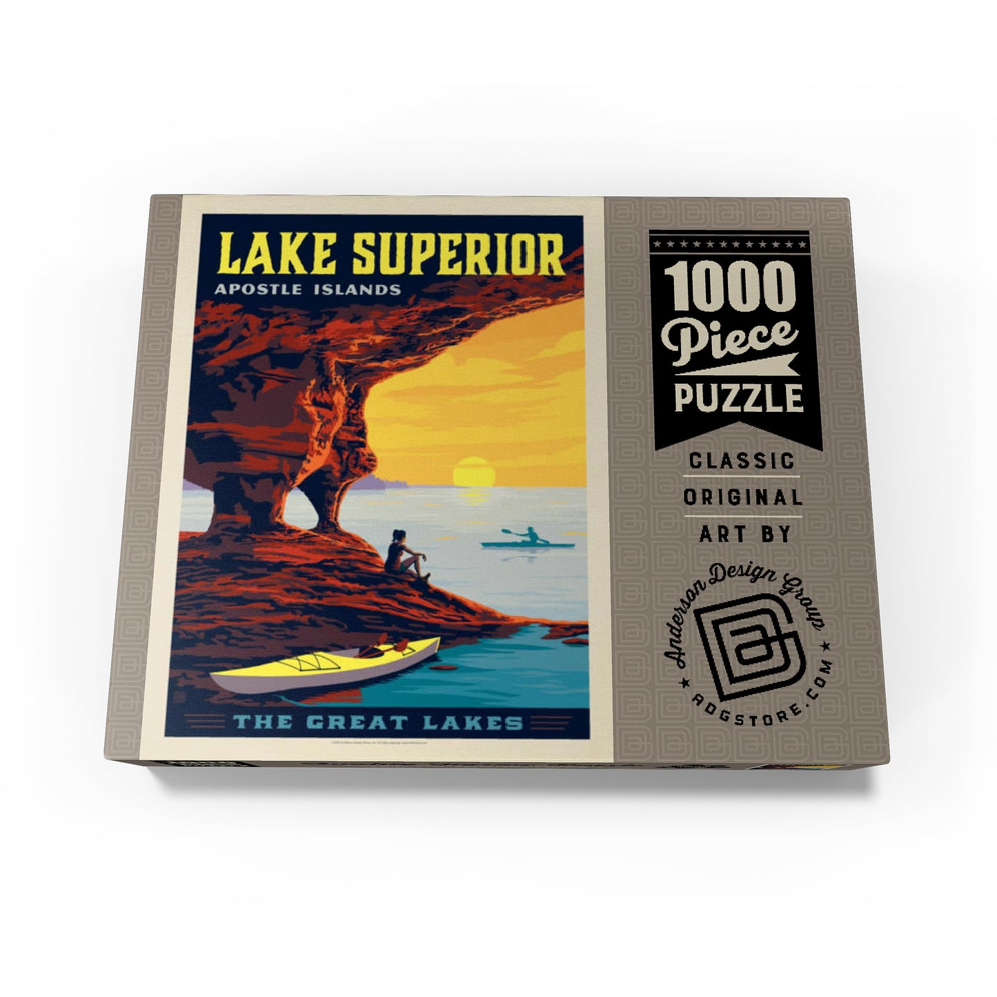 Mypuzzle Great Lakes: Lake Superior, Vintage Poster - Premium 1000 Piece Jigsaw Puzzle For Adults