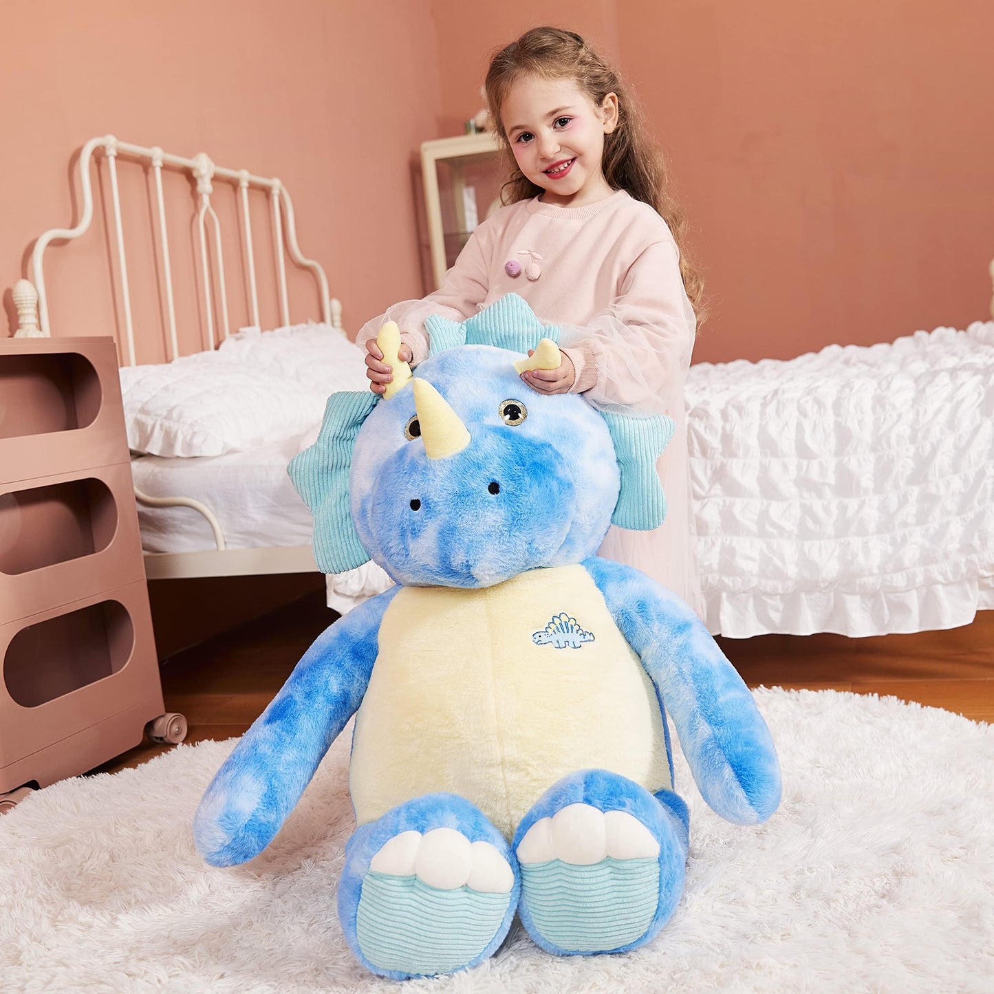 Ikasa Giant Triceratops Stuffed Animal Plush Toy,30' Large Dinosaur Big Jumbo Soft Toys, Huge Size Cute Fluffy Plushy Fat Plushie,Gifts For Kids