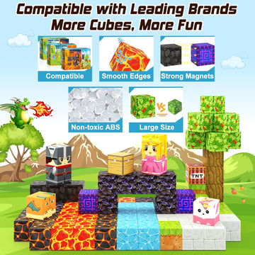 Magnetic Blocks - Build Mine Magnet World Magic Portal Forest Edition, Magnet Building Blocks Kids Toys For Ages 5-7 Toddler Toy