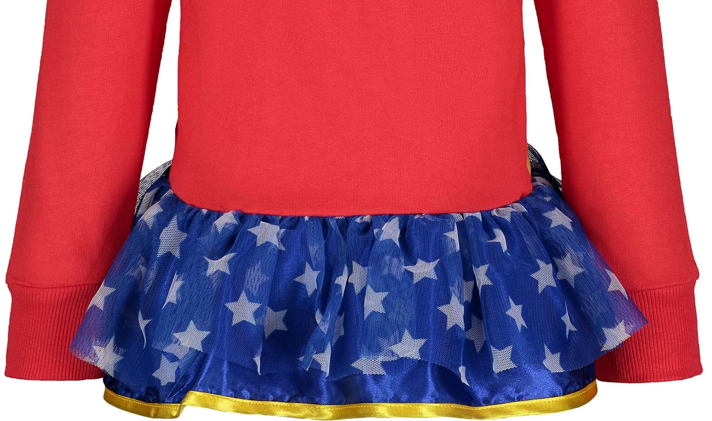 Warner Bros. Justice League Wonder Woman Little Girls Zip Up Costume Hoodie Red 7-8