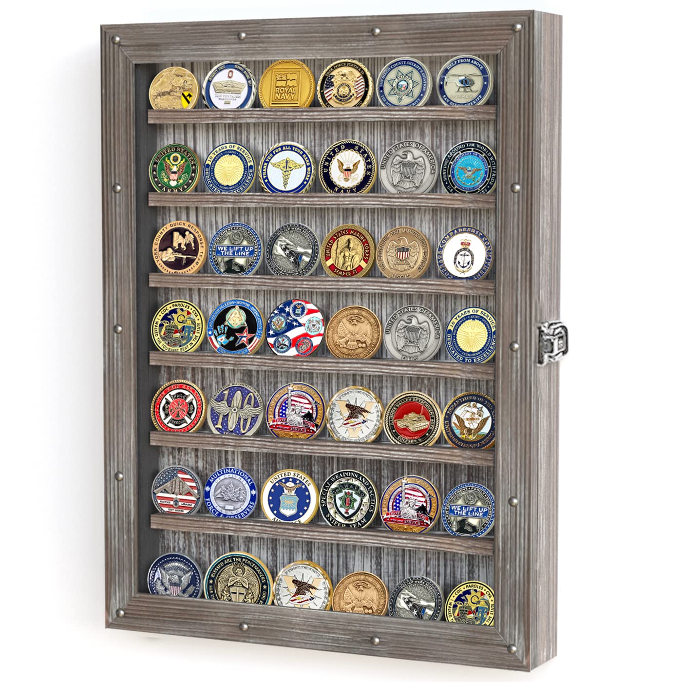 J Jackcube Design Wall Mount Coin Display Rack - Mk614A (Rustic Wood)