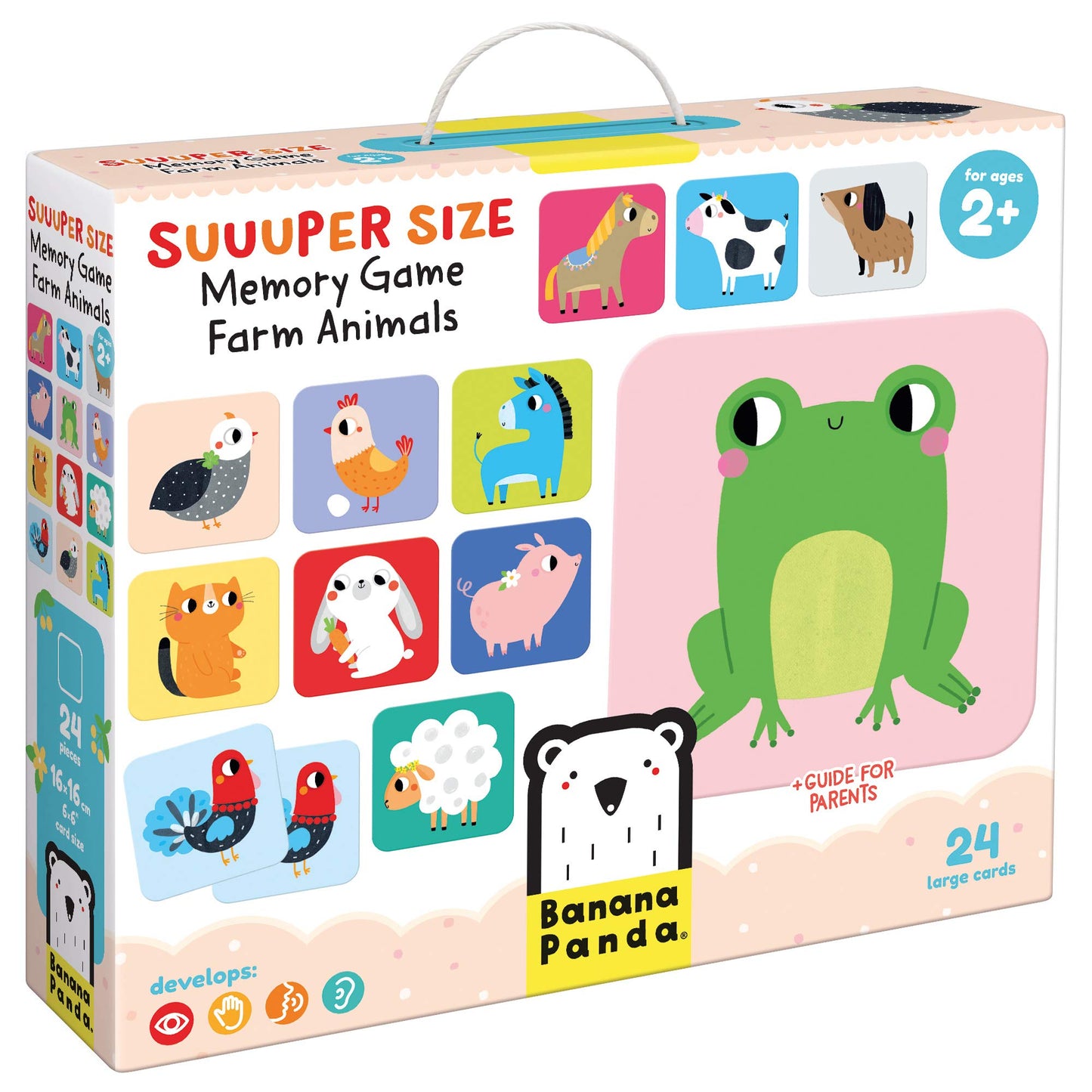 Banana Panda Suuuper Size Memory Game - Farm Animals - Classic Toddler Game Includes 24 Extra-Large Cards - Play Matching Games