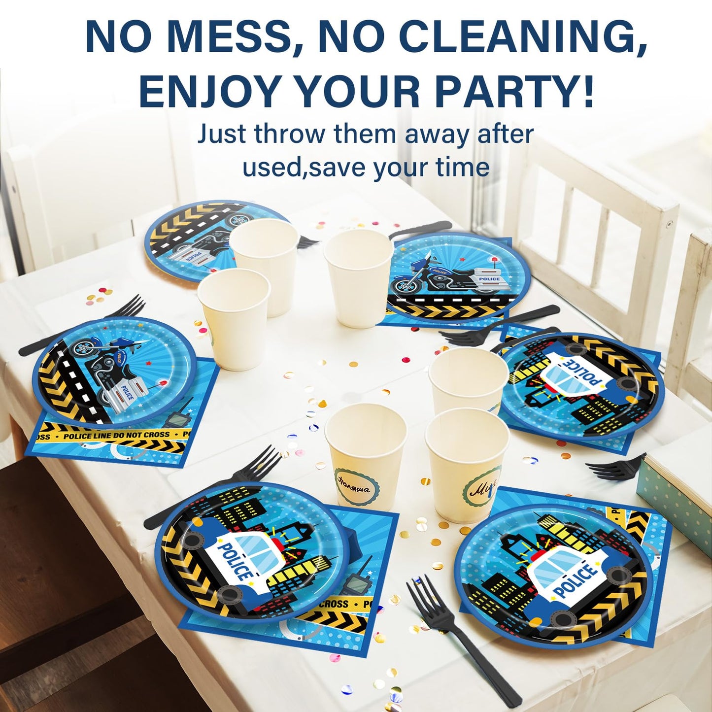 100 Pcs Police Party Plates And Napkins Party Supplies Police Birthday Party Tableware Set Police Officer And Car Party Decorati