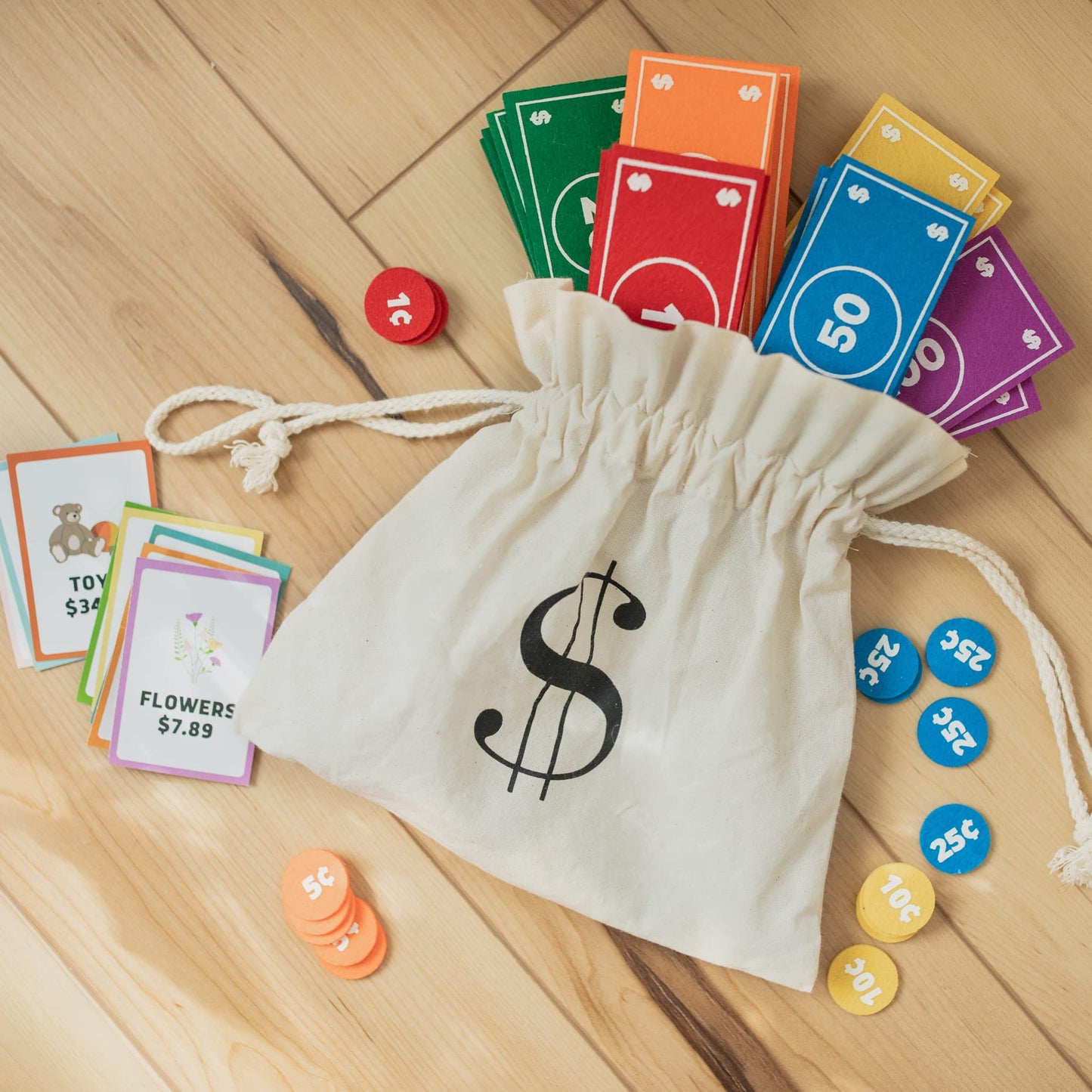 Good Ground Pretend Play Kids Felt Money Educational Montessori Toy Dollars Bills Coins Wallet Childrens Counting Set Toddlers S