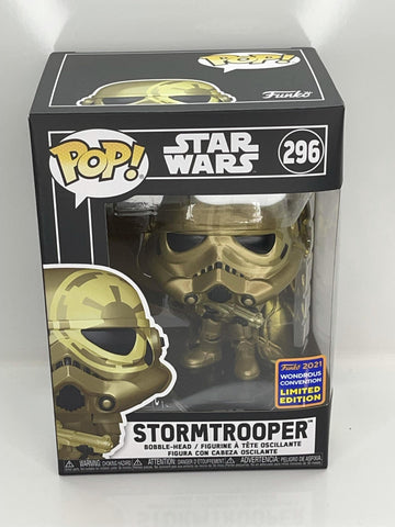 2021 Funko Pop! Woncon Exclusive Star Wars #296 - Golden Stormtrooper W/ Free Acrylic Case