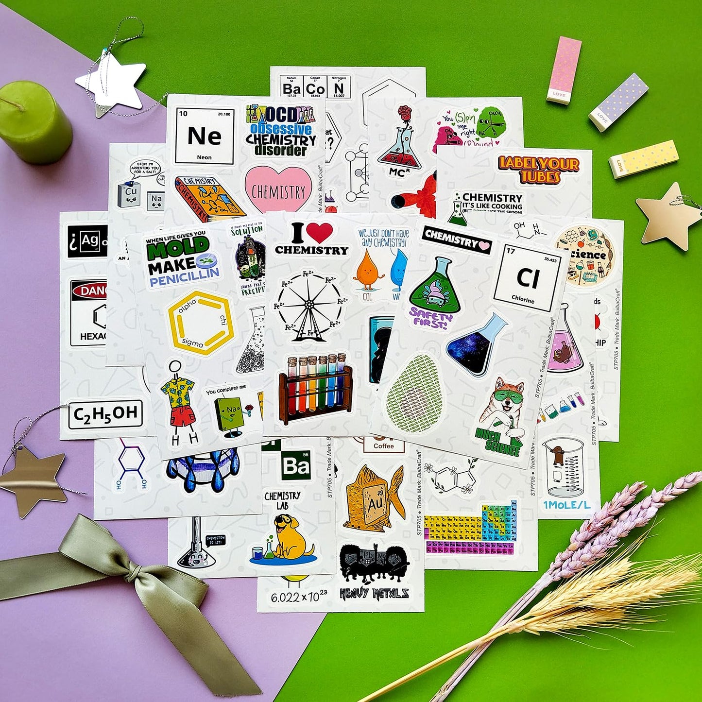 Bulbacraft 100Pcs Funny Chemistry Stickers For Laptop, Chemistry Computer Stickers, Lab Decals - Chemistry Gifts For Teachers, S