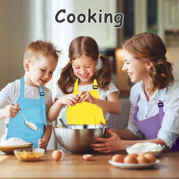 Iagbibui Kids Apron, 8 Pack Kids Aprons For Girls Boys, Children Art Painting Aprons Kitchen Classroom Cooking Baking For Age 6-