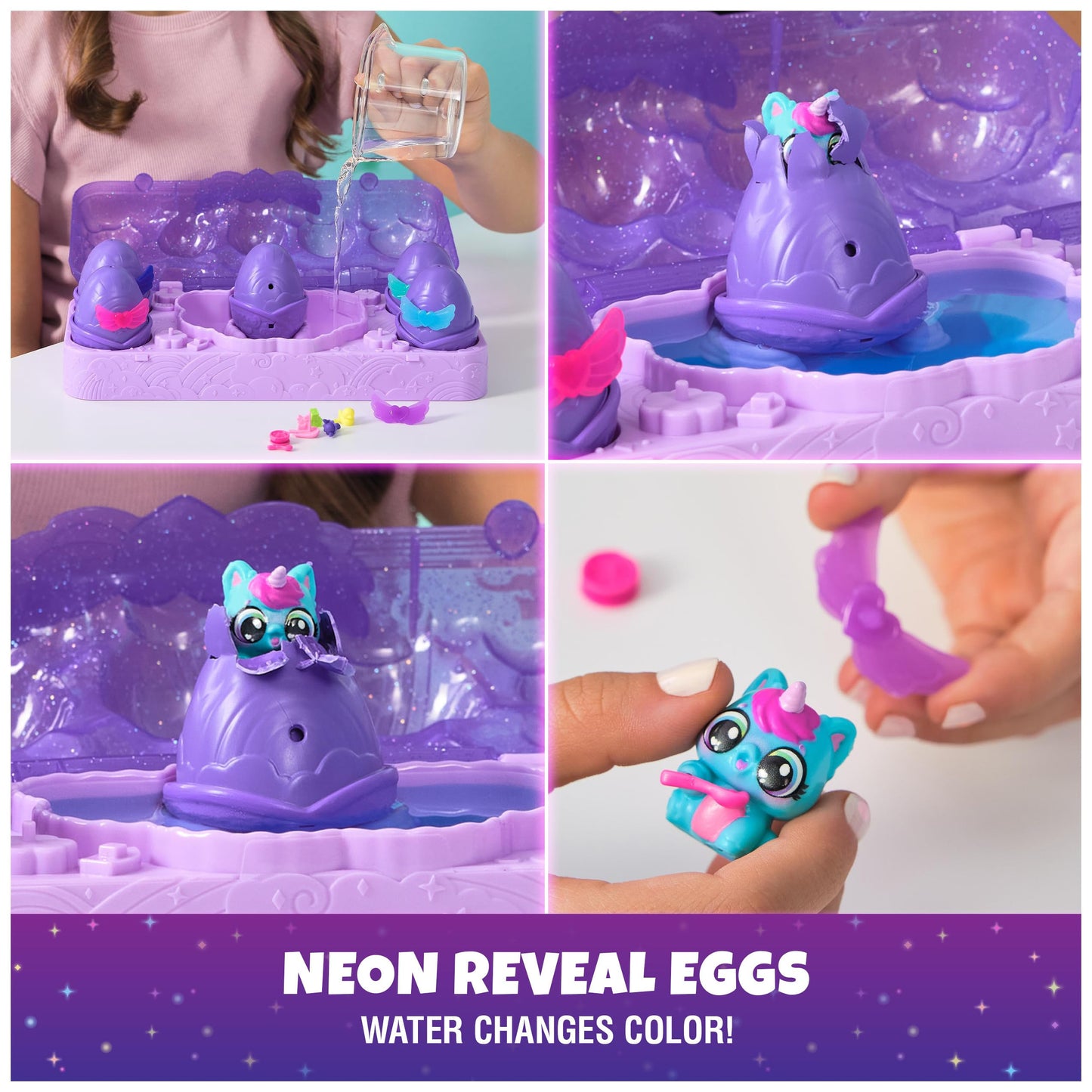 Hatchimals Alive, Neon Rainbow Egg Carton Toy with 5 Mini Figures in Color Reveal Eggs & 11 Accessories, Kids Toys for Girls & B