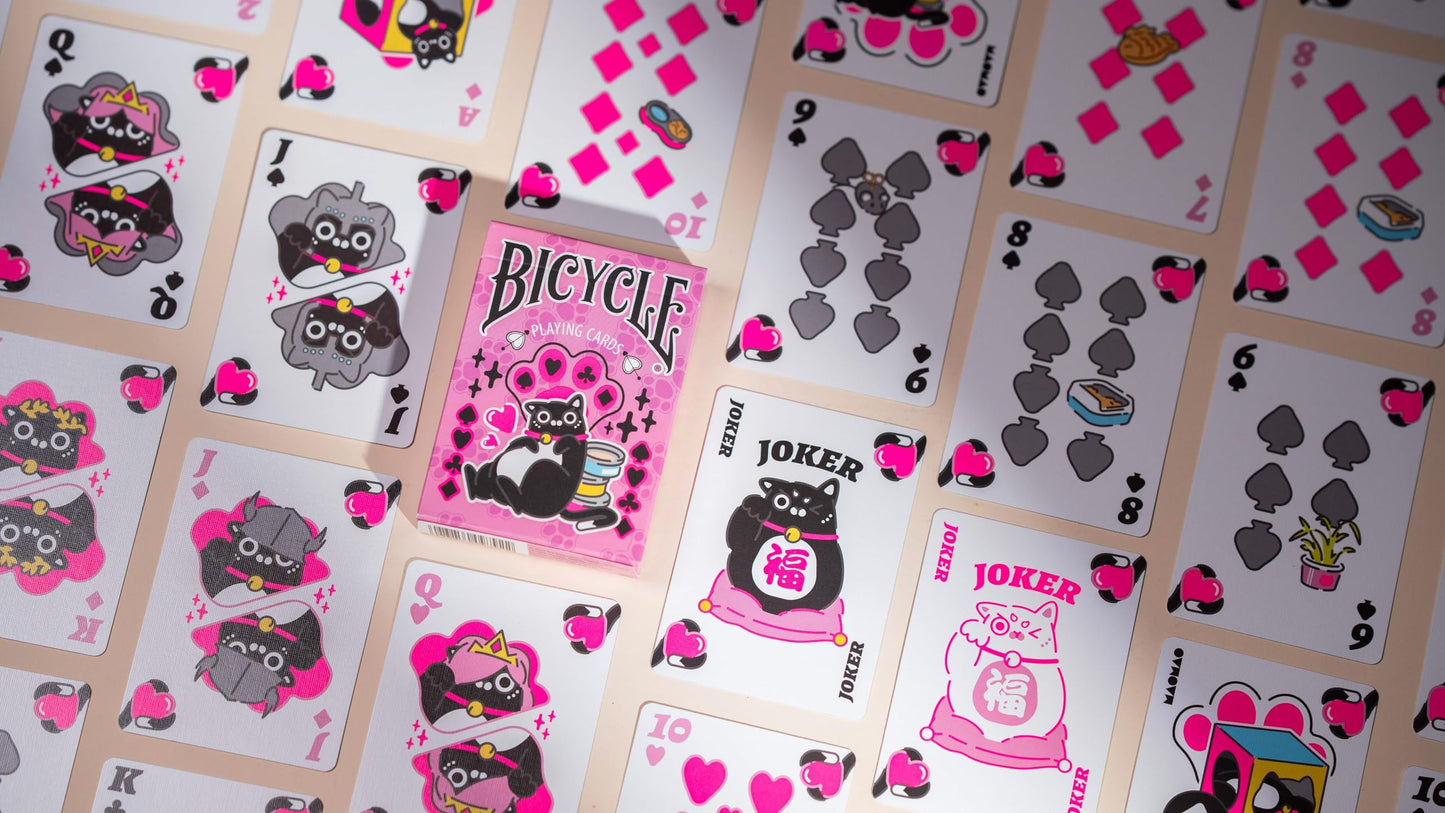 Bicycle Cat Cute Kawaii Anime Pet Playing Cards, Pink, 1 Deck