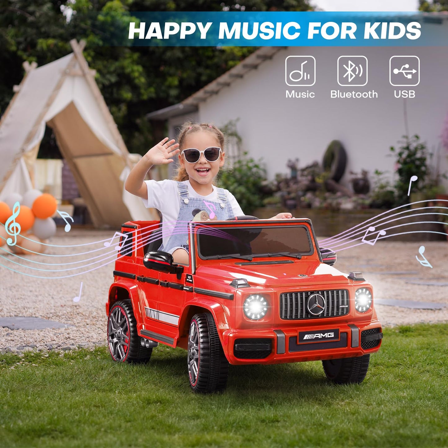 TEOAYEAH 12V 7Ah Licensed Ride on Car for Kids Ages 3-6, Electric Car Ride on Toys w/Parent Remote, Wireless Music, Suspension S