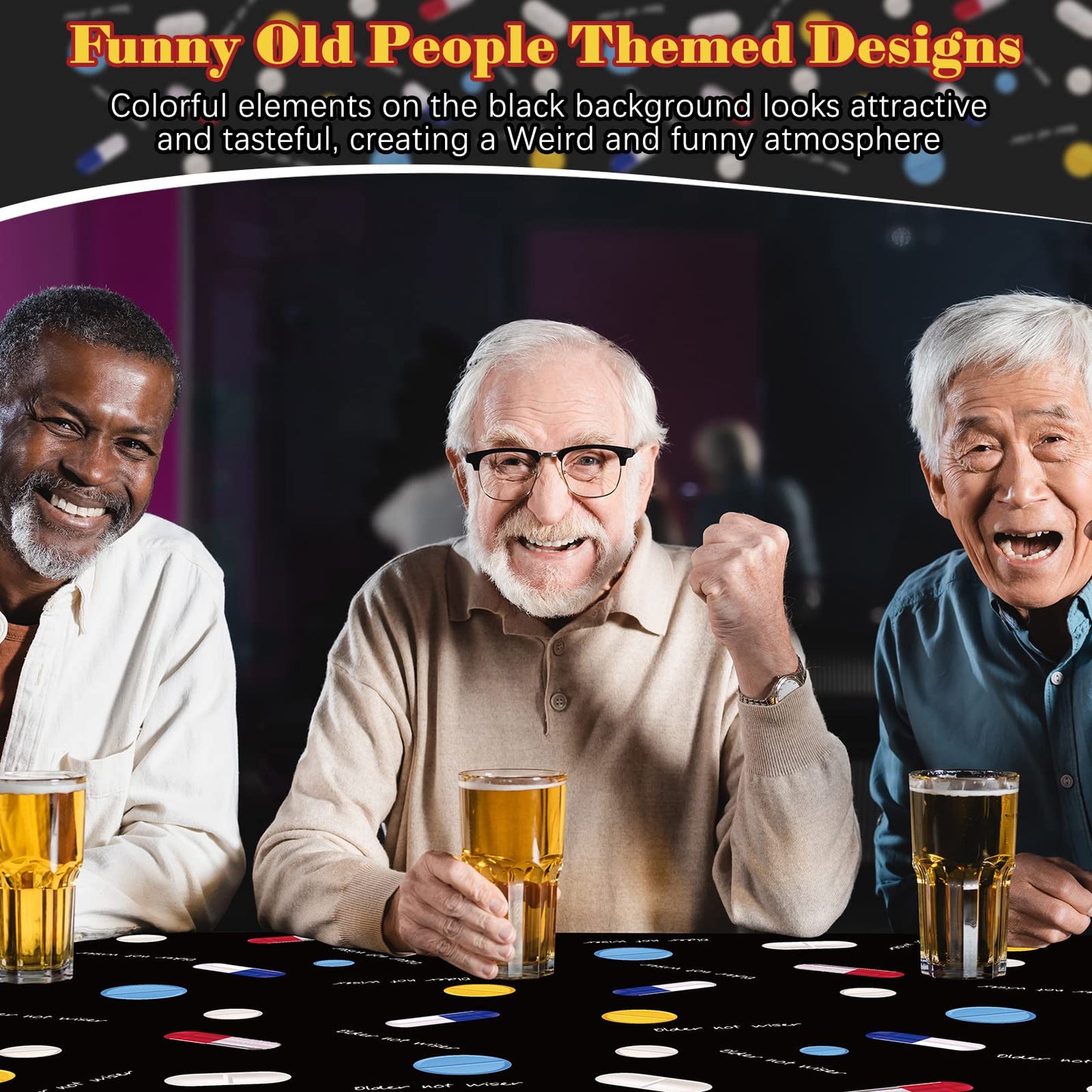 3 Pcs Over The Hill Party Supplies Old Age Themed Party Tablecloth 50th/ 60th/ 70th Birthday Tablecover Plastic Disposable Recta