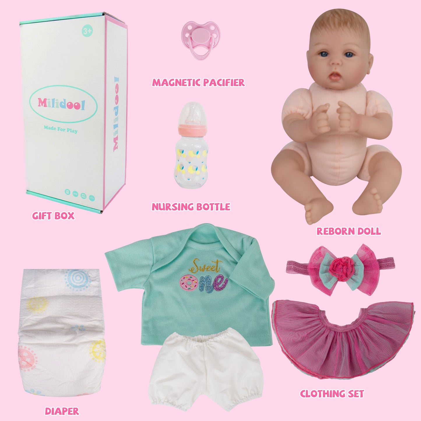 Milidool Lifelike Reborn Baby Dolls - 18 Inch Realistic Newborn Baby Dolls Girl, Real Life Baby Dolls With Soft Weighted Body, R