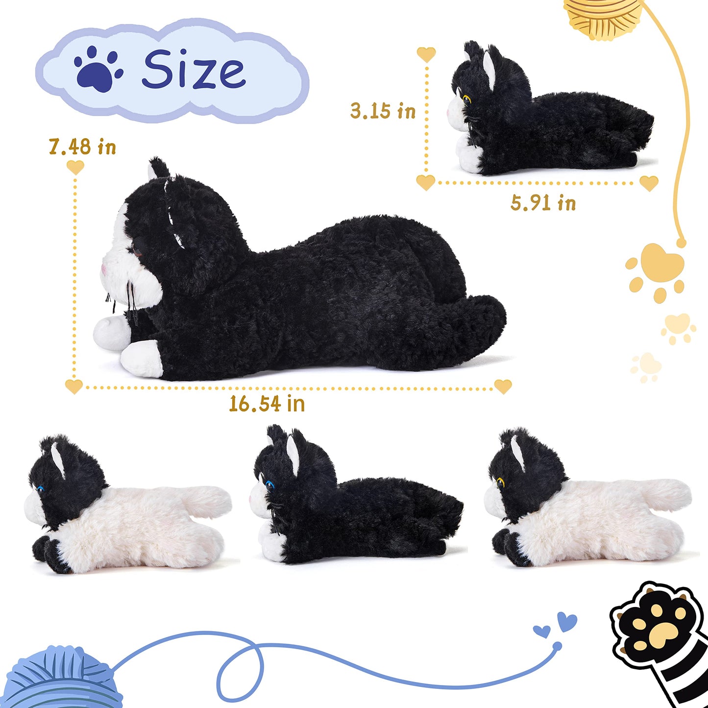 Ikasa Mommy Cat Stuffed Animal Mom And Baby Plush Toy,Cute 16' Soft Cuddly Huggable Toys With Little Mini Babies Kitten,Gifts For Kids Girls Boys