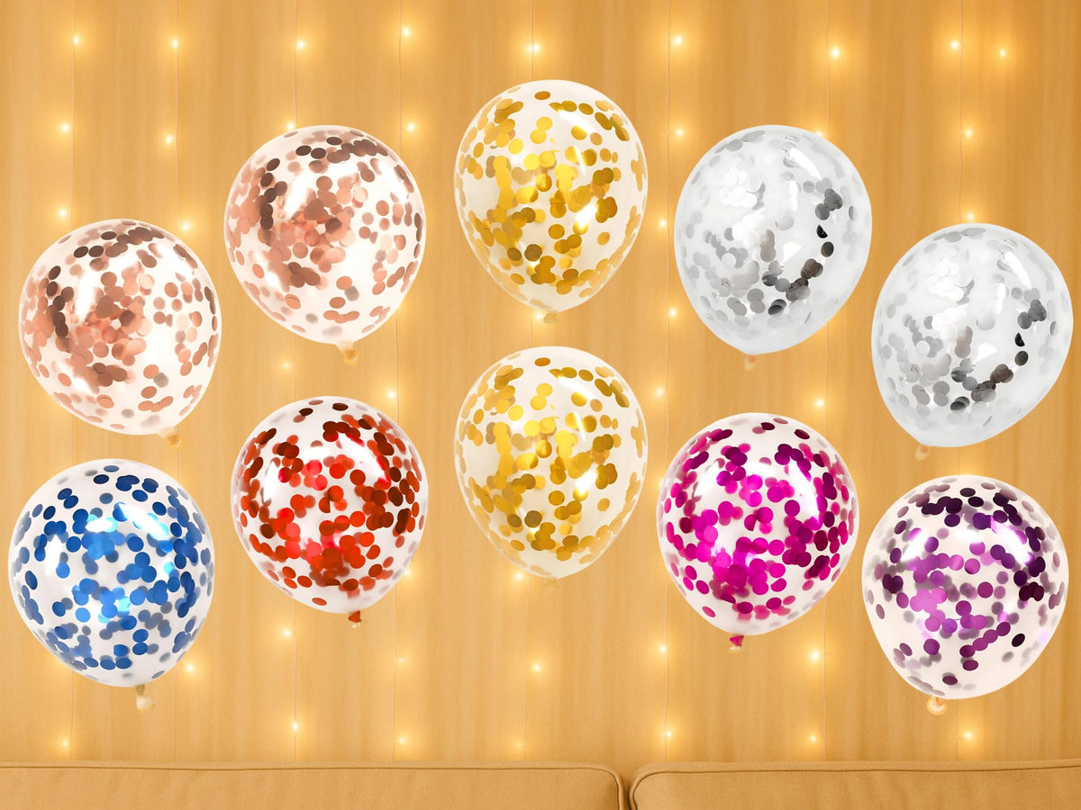 Mystic Toy Store 10 Pcs Confetti Balloons For Birthday Decoration Kit Multicolour Boys Girls Kids Men Women Pack Items Itm Set P