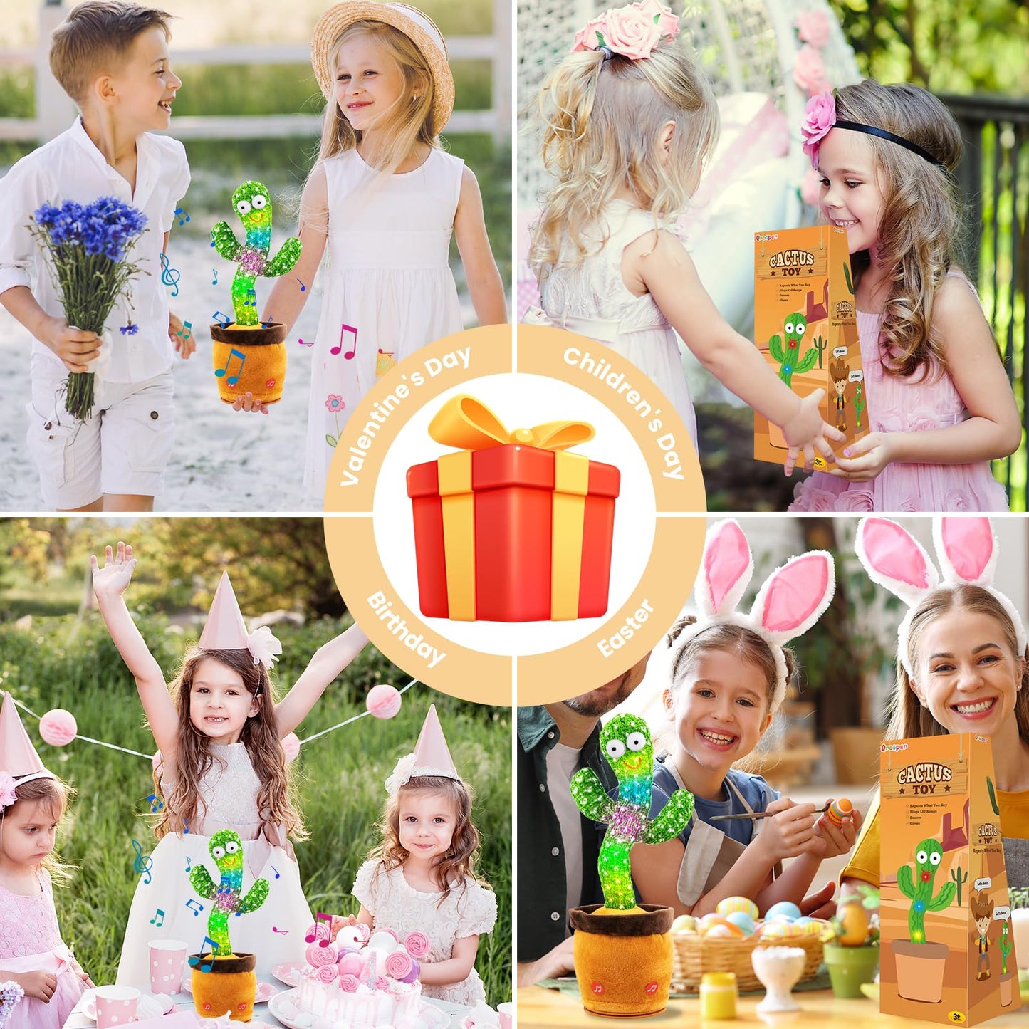 Qrooper Dancing Talking Cactus Toy, Talking Cactus Toys For Baby Boys And Girls, Cactus Baby Toy Repeat What You Say, Mimicking Cactus Toy Singing 120 Songs And 15 Second Voice Recorder Musical Toys