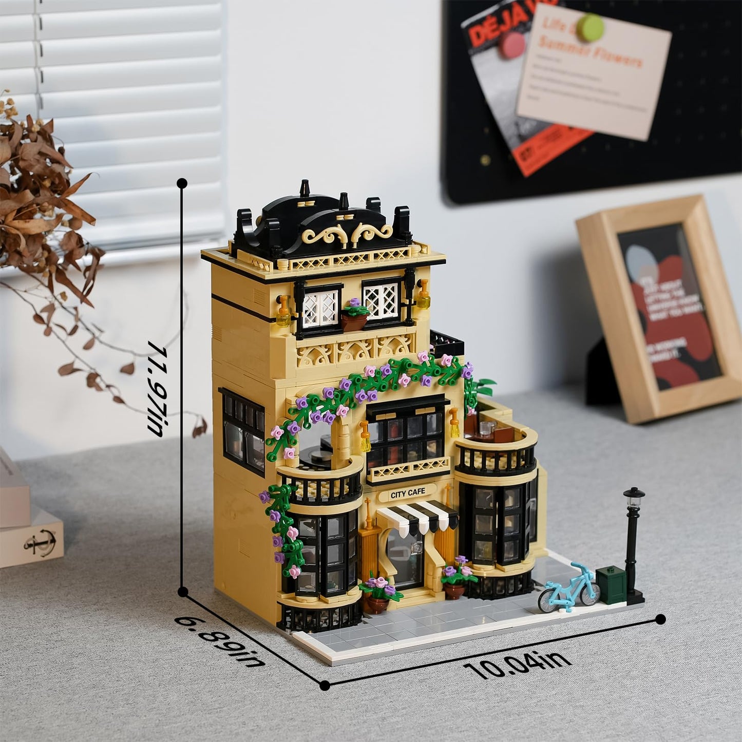 Enjbrick Flowers City Coffee Shop Building Set For Adutls,Architecture Building House Kit For Boys And Girls 8-14 Years 1443 Pcs