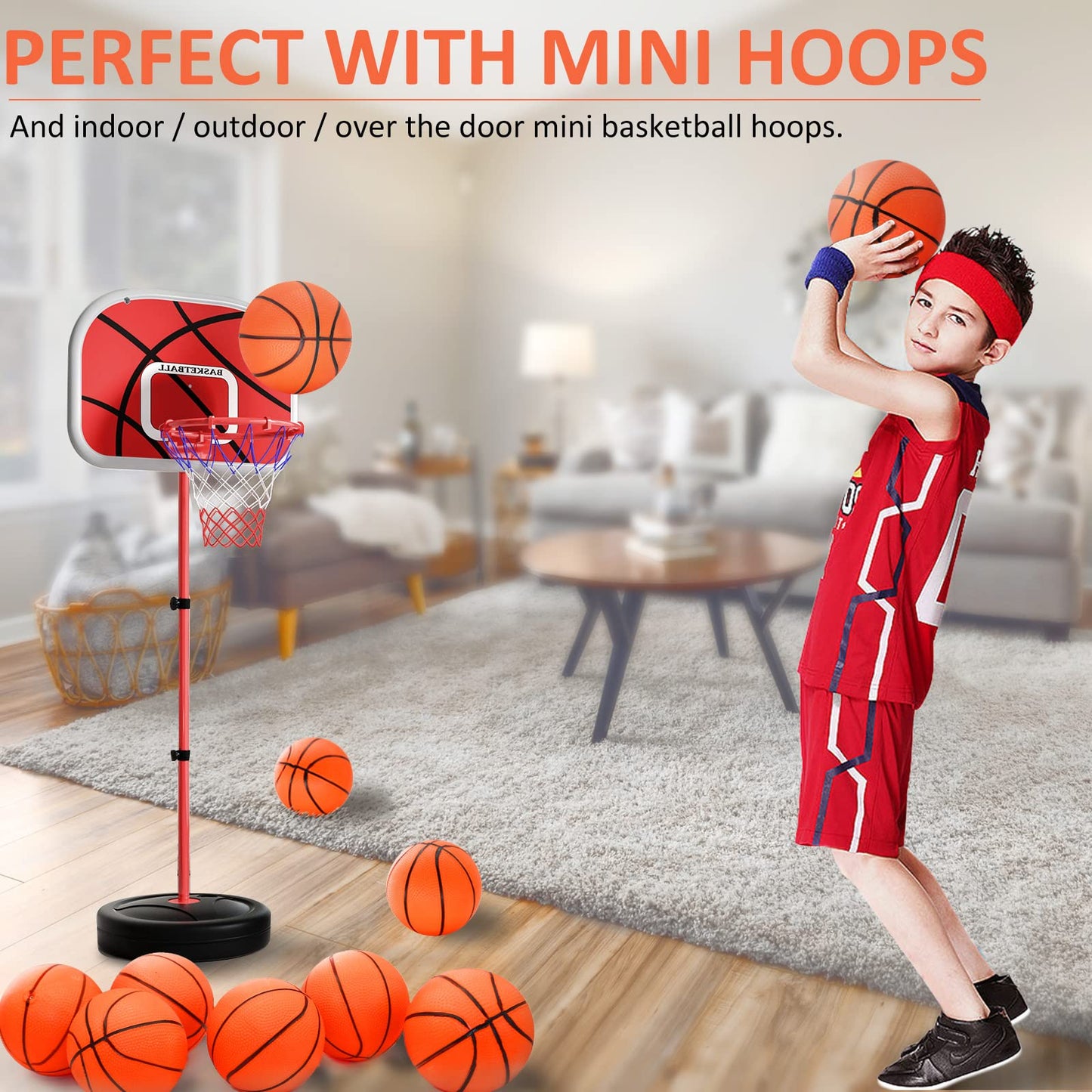 30Pcs 7'' Inch Mini Basketball Balls Bulk Small Basketball Set With Pump, Pvc Small Basketball For Over The Door Basketball Hoop