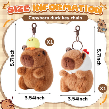 Simgoing 2 Pcs Capybara Plush Keychain Capybara Stuffed Animals Toy Pendant For Graduation Gifts Exchange Birthday Party(White H