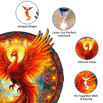 Woodemon Wooden Puzzles For Adults, 200Pcs Phoenix Wooden Jigsaw Puzzles Kids, (M-11.8 * 10.9In) Unique Shaped Animal Wood Puzzles Adults, Christmas Puzzles Xmas Gifts Birthday Family Games