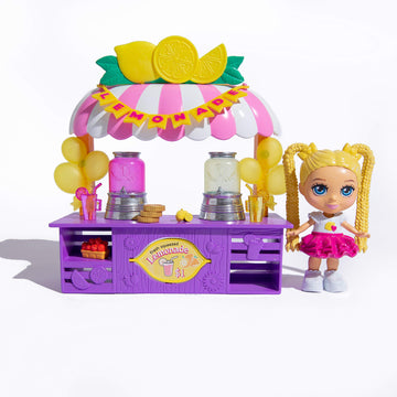 Far Out Toys Love, Diana, Kids Diana Show, Fashion Fabulous Doll With 2-In-1 Lemonade And Flower Stand Pop-Up Shop, 11 Surprise Play Pieces, Purple Lemonade Stand Flips Into Gorgeous Flower Stand, Ages 3+ (33042)